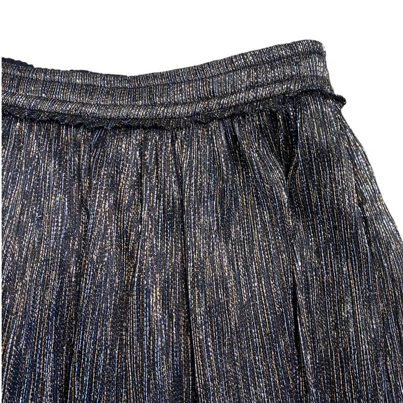 ZARA Black & Gold Metallic Flounce Midi Skirt Small - Picture 4 of 7